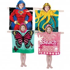 BIT227608: Kids Hooded Poncho Pal Beach, Bath Towels 60x120cm - Assorted Designs  (3 Years +)